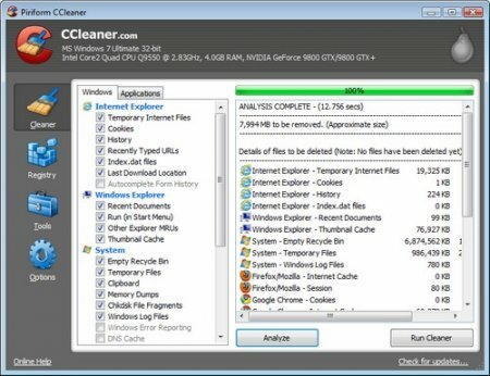 CCleaner 3.10: очистка системы от мусора